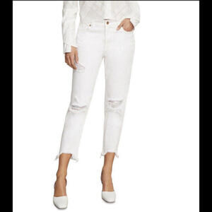 NWT HABITUAL Vale Distressed Slim Cropped Boyfriend Jeans Size 26 White Chalk